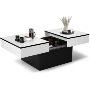 Coffee Table for Living Room, Modern High-Gloss Coffee Table with Hidden Storage
